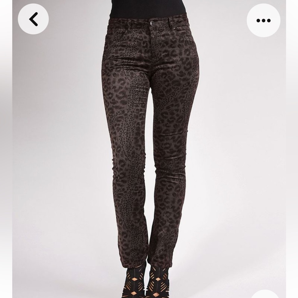 Liverpool Jeans Company Women's Straight Leg Leopard Print Jeans - Brown/Black